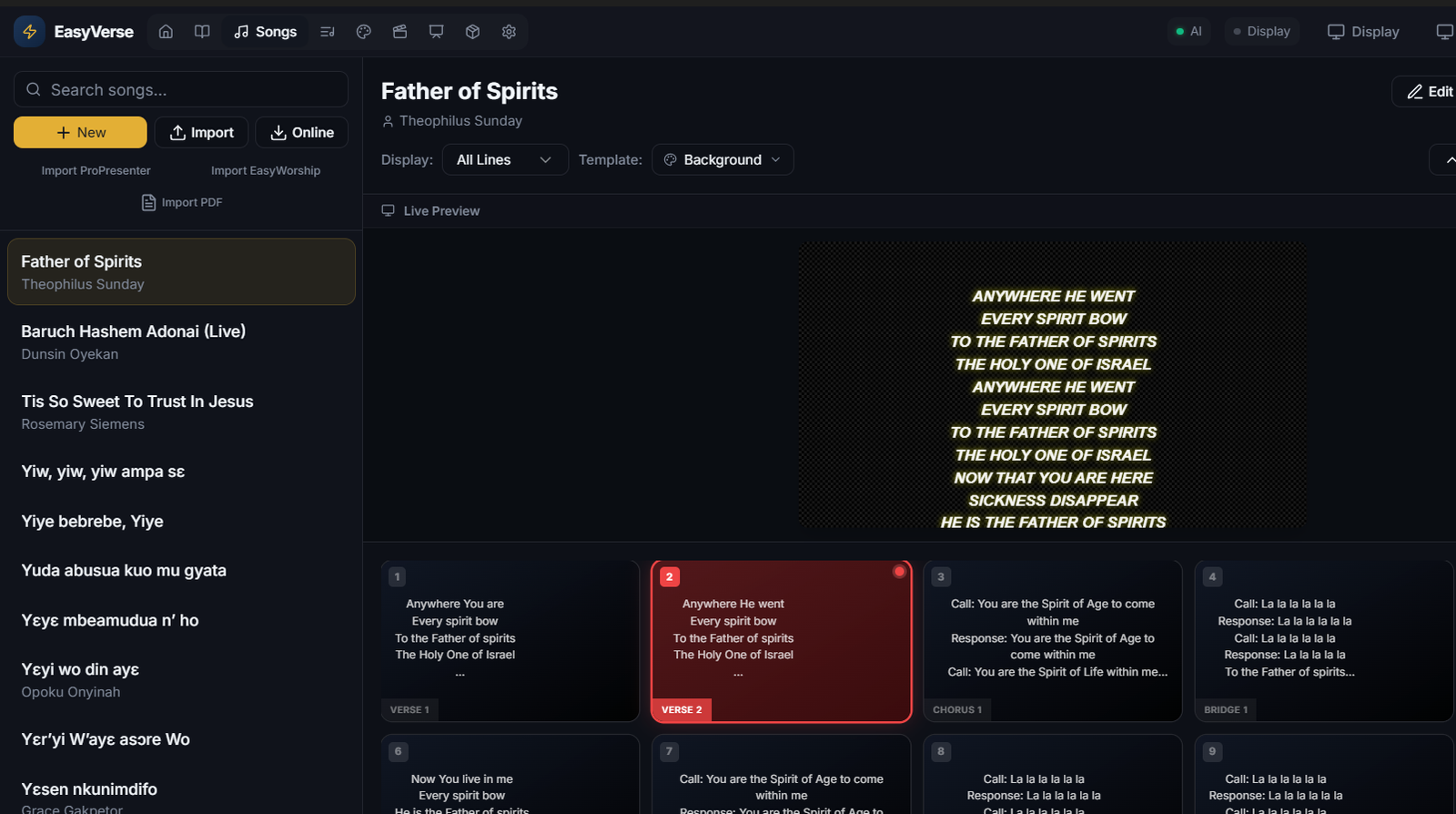 Song Lyrics & Worship Management